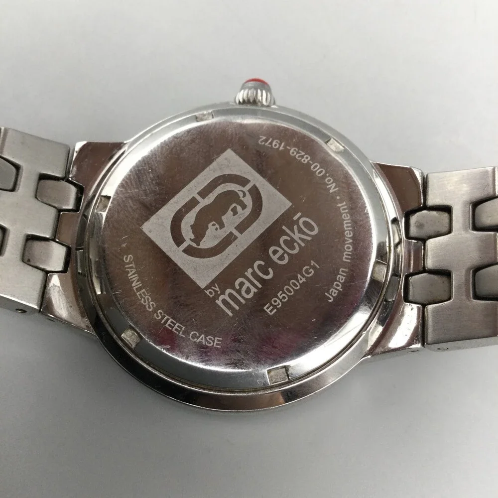 Marc Ecko Womens Watch 40mm Silver Tone Dial Crystal Bezel Date New Battery 7